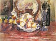 Paul Cezanne Nature morte,pommes,bouteille et dossier de chaise oil on canvas